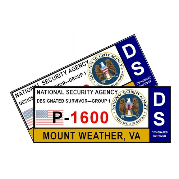 Mount Weather VA Designated Survivor Vehicle Access Sticker - Set of 2