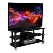 Mount-it! Glass TV Stand For Flat Screen Televisions Fits 40-60 Inch TVs, Black