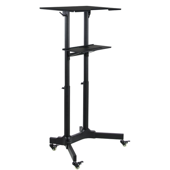Mount-it! Mobile Standing Height Adjustable Desk, Black Portable Lectern