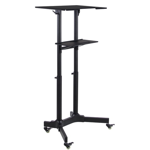 Mount-it! Mobile Standing Height Adjustable Desk, Black Portable Lectern