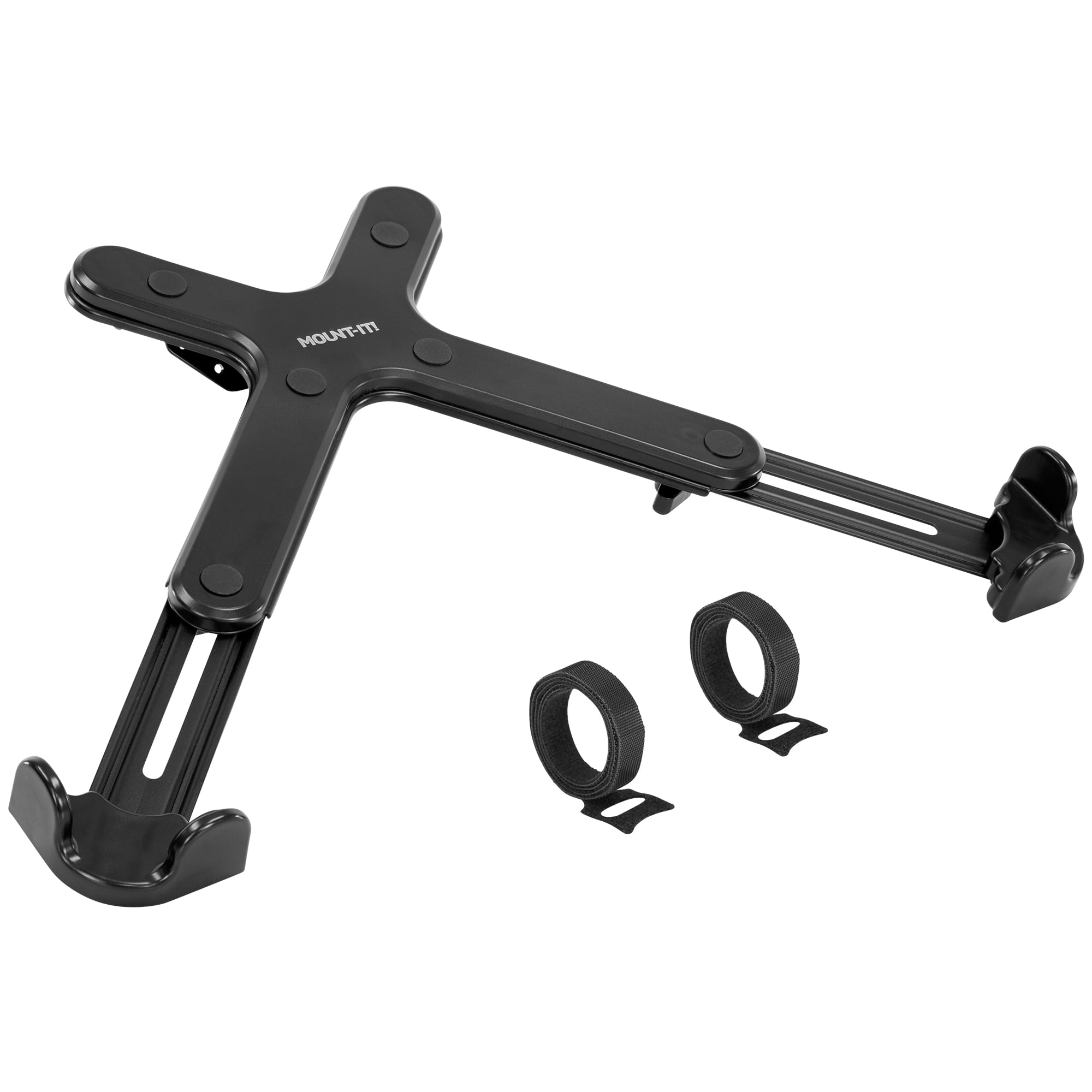 Black Adjustable Steel Clamp-On Laptop Tray with Safety Straps