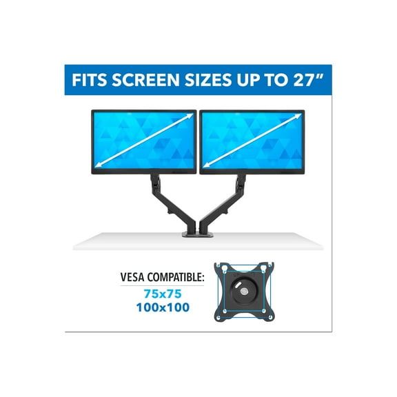 Mount-lt! Dual Monitor Desk Mount | Fits 17"-27" Computer Screens | Spring Arms | Ergonomic