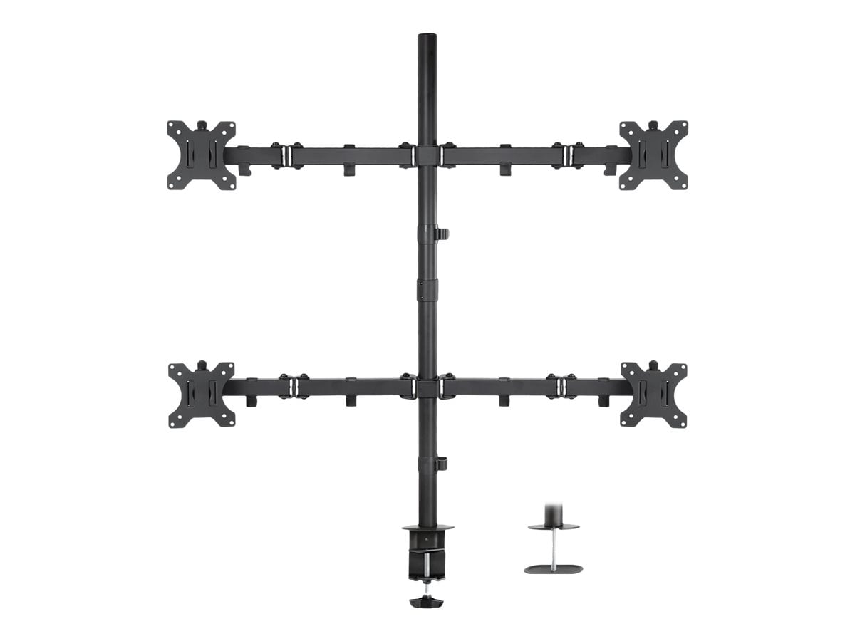 Black Steel Adjustable Quad Monitor Desk Mount