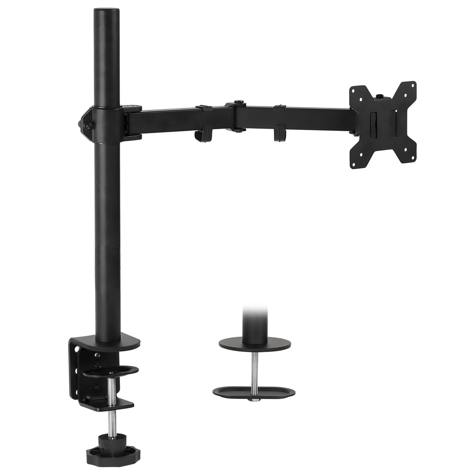 Silver Adjustable Triple Monitor Desk Mount with USB and Audio Ports