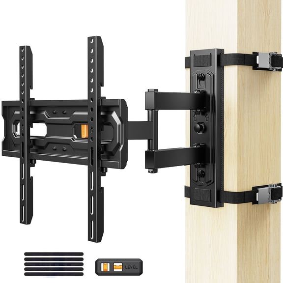 MountFTV 32-70 Inch TV Mount for Gazebo and Pillars, Holds 88 lbs, Max 400x400, No-Drill Full Motion TV Wall Mount with Swivel Tilt, Secure Strap-On Column Mount Fits Round/Square Posts