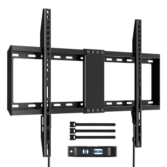 MountFTV Fixed TV Wall Mount for 37-82 inch TVs, TV Wall Bracket with Adjustable Pull Cords, Max 600 x 400mm, Hold up to 132 lbs