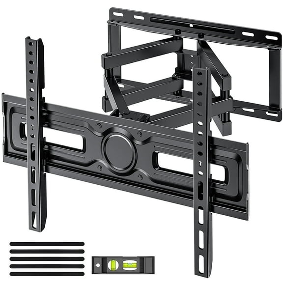 MountFTV Full Motion Swivel TV Wall Mount Bracket with Articulating Dual Arms for 26-70 inch Flat Curved TVs, Max 400x400mm, Hold up to 99 lbs,Fits 12/16 Wood Studs