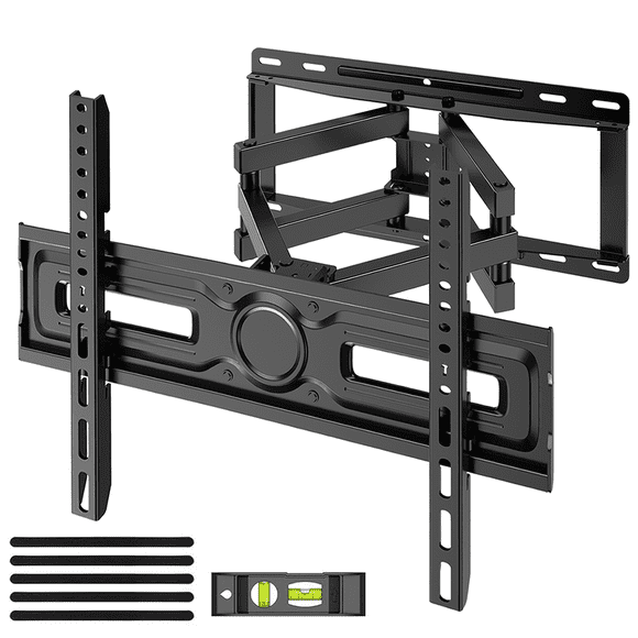 MountFTV Full Motion Swivel TV Wall Mount Bracket with Articulating Dual Arms,for 26-70 inch Flat Curved TVs, Max 400x400mm, Hold up to 99 lbs,Fits 12/16 Wood Studs