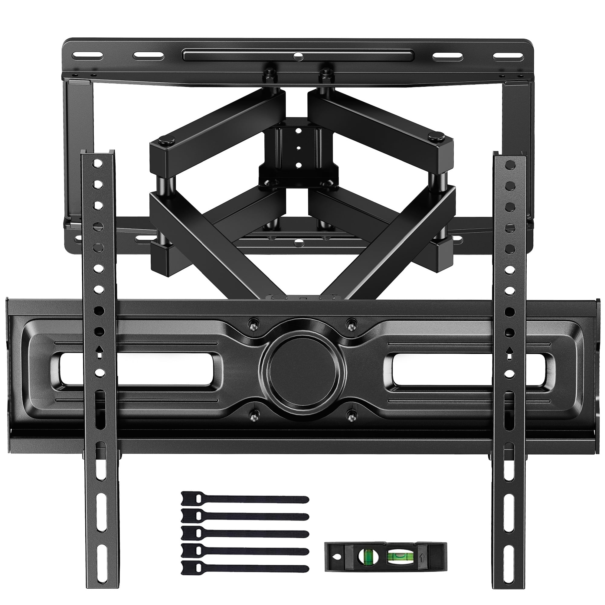 MountFTV Full Motion Swivel TV Wall Mount Bracket for 26-70 inch Flat Curved TVs, Hold up to 99 lbs,Max 400x400mm, Fits 12/16 Wood Studs with Articulating Dual Arms