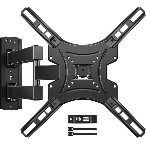 MountFTV Full Motion TV Wall Mount for 26-60 Inch TVs, Articulating Design with 90 Swivel & +5/-15 Tilt, 18.7" Extension, Holds up to 77 lbs