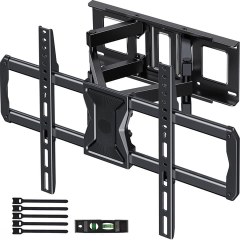 MountFTV Full Motion TV Wall Mount for 37-84" TVs, Max 600x400mm, Fits 16" Wood Studs, Holds up to 110lbs, TV Mount Bracket with Dual Articulating Arms, Swivel, Tilt Extension