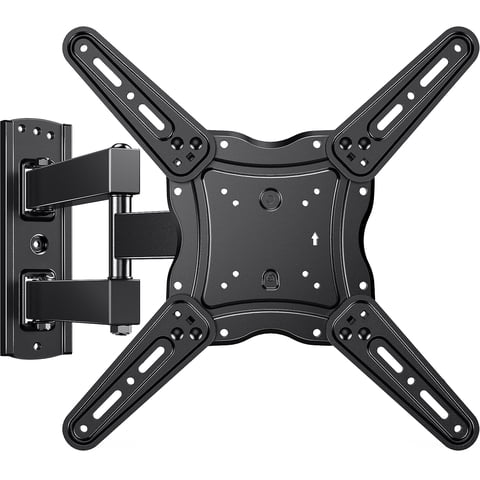 MountFTV Full Motion TV Wall Mount Bracket for 26-65 inch TVs, Corner TV Wall Mount Bracket with Extension, Tilt, Swivel, Leveling, Max 400*400mm, Holds up to 77 lbs, Single Wood Studs
