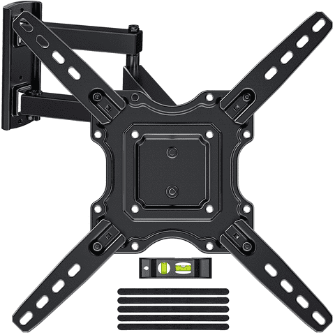 MountFTV Full Motion TV Wall Mount Bracket for 26-65 inch TVs, Corner TV Wall Mount Bracket with Extension, Tilt, Swivel, Leveling, Max 400*400mm, Holds up to 77 lbs, Single Wood Studs