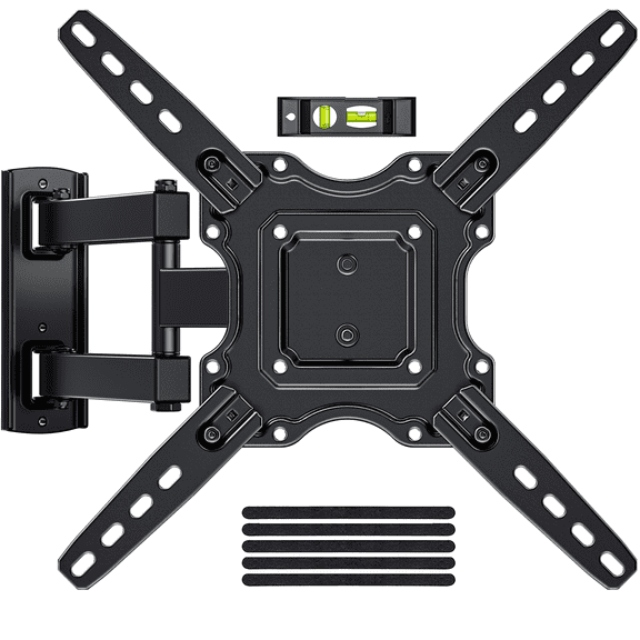 MountFTV Full Motion TV Wall Mount Bracket for 26-65 inch TVs, Holds up to 77 lbs, Corner TV Wall Mount Bracket with Swivel, Leveling and Extension