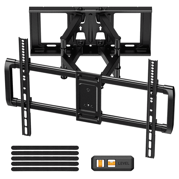 MountFTV Full Motion TV Wall Mount Bracket for 42-90 inch TVs, Heavy Duty tv wall mount with Swivels Tilts Extension, Max 600x400mm, Holds up to 132lbs, 12 /16 inch Wood Studs