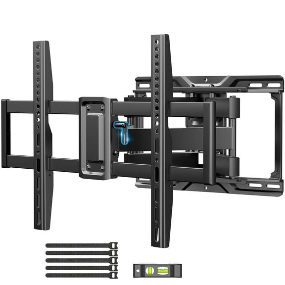 MountFTV Full Motion TV Wall Mount Bracket for 42-85 inch TVs up to 132 lbs, Swivel Articulating TV Mount with Tool-Free Tilt, Max 600x400mm, Fits 12" 16" Wood Studs
