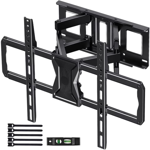 MountFTV Full Motion TV Wall Mount for 37-84" TVs, Max 600x400mm, Fits 16" Wood Studs, Holds up to 110lbs, TV Mount Bracket with Dual Articulating Arms, Swivel, Tilt Extension