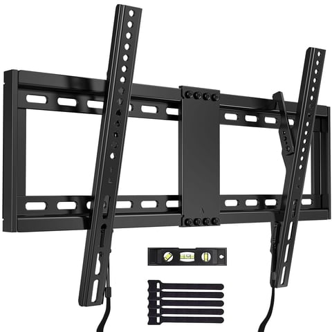 MountFTV Large Tilting TV Wall Mount for 37-95 inch TVs, 1.2"Low Profile TV Mount up to 132lbs,Max 600x400mm, Fit 24" Wood Stud