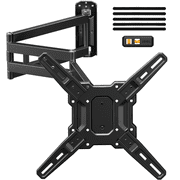 MountFTV Full Motion Long Arm TV Mount for 26-65" TVs, 37.4" Long Extension, Up to 110 lbs, Max 400 x 400mm, Corner TV Wall Mount Bracket with Tilt, Swivel, Sin