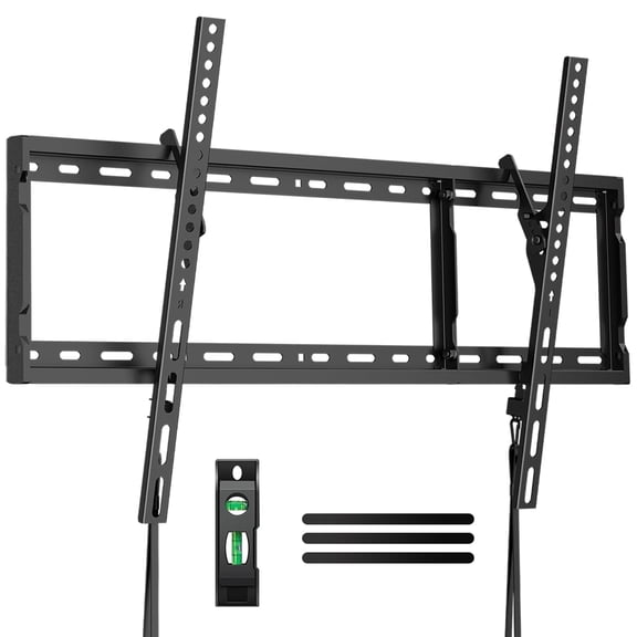 MountFTV Low Profile Tilting TV Wall Mount Bracket for Most 37-82 Inch TVs, Ultra-Slim Large Tilting TV Mount Holds up to 132lbs, Max 600x400mm