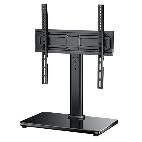 MountFTV Swivel Table Top TV Stand for 24-60 inch TVs, Holds up to 88lbs, Max 400x400mm, 50 degrees Swivels Adjustable Tabletop TV Stand with Tempered Glass Base