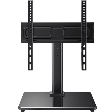 MountFTV Tabletop TV Stand for 24-60 inch TVs, Holds up to 99Lbs, Max 400x400mm, 50° Swivel Universal TV Stand Mount with Alloy Steel Glass Base