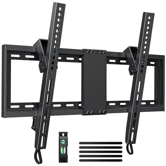 MountFTV Tilting TV Wall Mount for 32-82 inch TVs, Low Profile Flat Wall Mount Bracket, Max 600x400mm, Holds up to 132lbs, Fit 16", 18", 24" Stud