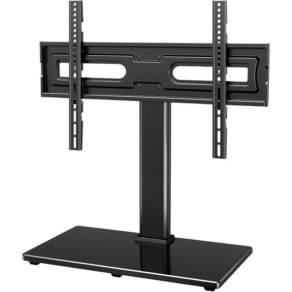 MountFTV Universal Table Top TV Stand for 32-80" Flat Screen TVs with 9 Height Adjustable,Universal Tabletop tv stand with Alloy Steel Glass Base, Max 600x400mm, Holds up to 110 lbs