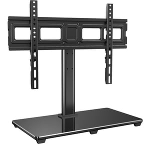 MountFTV Universal Table Top TV Stand for 32-80" Flat Screen TVs with 9 Height Adjustable,Universal Tabletop tv stand with Alloy Steel Glass Base, Max 600x400mm, Holds up to 110 lbs