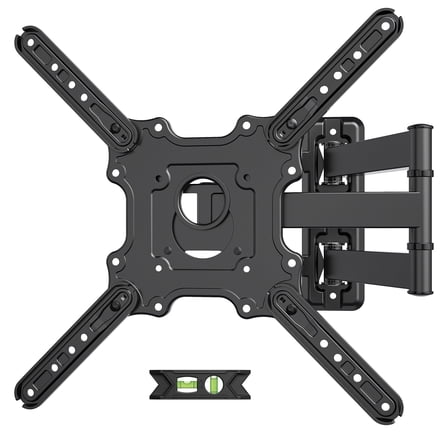 MountLiving Full Motion TV Wall Mount for 26-60" Screens, Single Stud Corner Bracket with Swivel & Tilt, Max VESA 400x400mm, 77 lbs Capacity