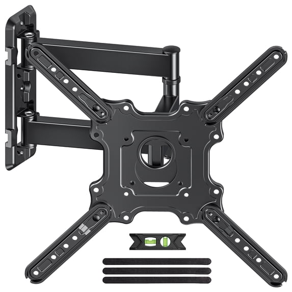 MountLiving Full Motion TV Wall Mount for 26-65 inch TVs, Single Stud Corner Bracket with Swivel & Tilt, Max VESA 400x400mm, 77 lbs Capacity