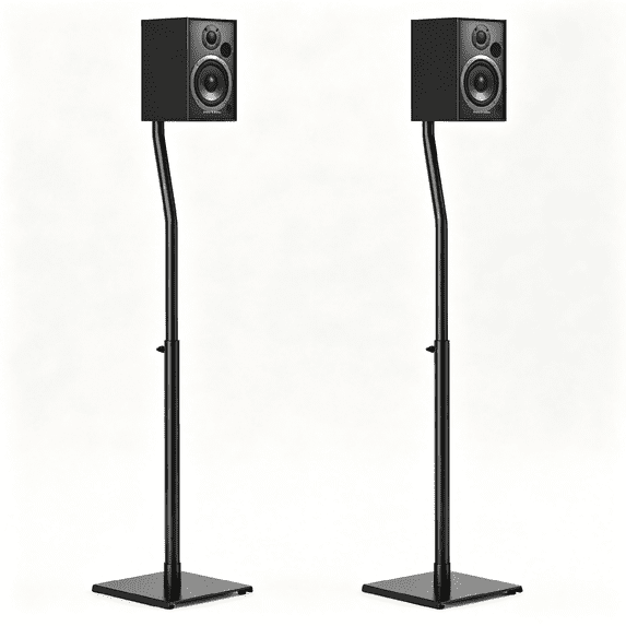 MountLiving Universal Speaker Stands, Height Adjustable Extend 30.7" to 39.7" for Satellite & Bookshelf Speakers,1 Pair,up to 11 lbs Per Stand