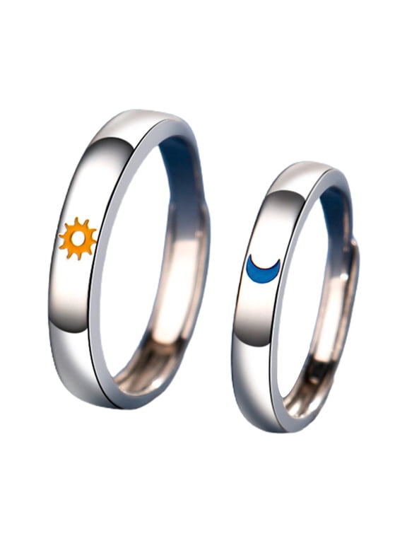 Mountain Alliance Eachother Sun and Moon Couple Rings Female Hand Ornaments Men and Women Open Ring Commemorative Gi