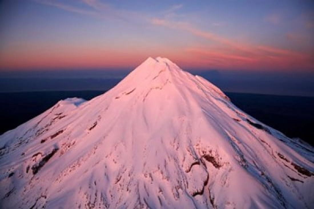 Mountain Alpenglow Taranaki North Island New Zealand Canvas Art - David Wall DanitaDelimont (34 x 23)