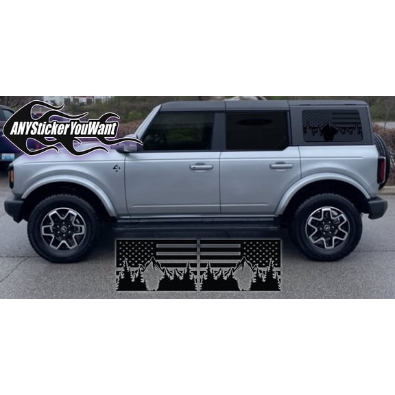 Mountain American Flag Vinyl Decal Window Stickers Compatible with and Fits Ford Bronco 2021-2022