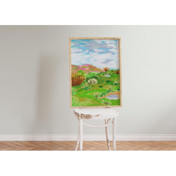 Mountain And Greenery Wall Art, Colorful Wall Art, Scenery Art, Colorful Landscape, Greenery Poster Wall Art, Modern Wall Decor, 8x12 UNFRAMED