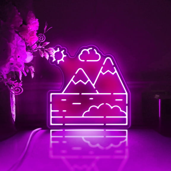 Mountain And River Led Light Box, Dimmable Neon-Like Light Signs USB Power for Wall Decor Bedroom Decoration, RGB Light (WxH) 11"x11"