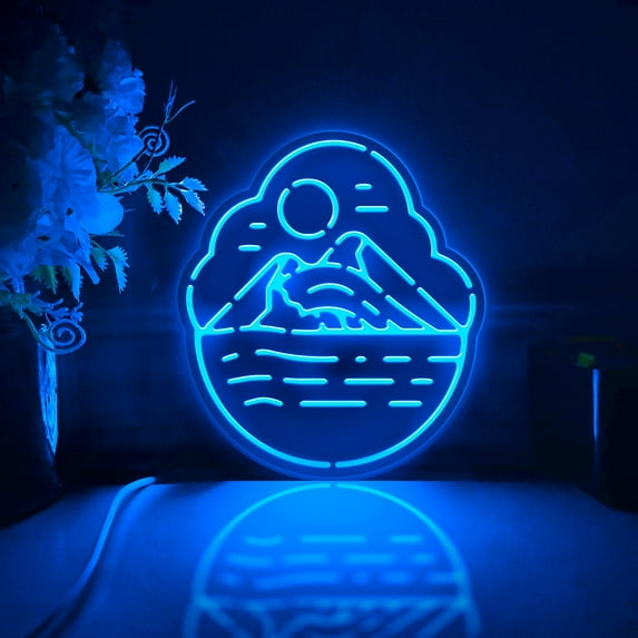 Mountain And River Led Light Box, Dimmable Neon-Like Light Signs USB Power for Wall Decor Bedroom Decoration, RGB Light (WxH) 11"x13"