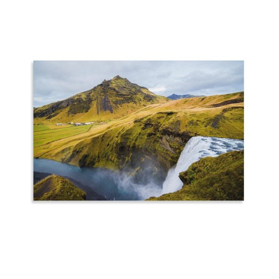 Mountain And Waterfall Canvas Art Poster And Wall Art Picture Print Modern Family Bedroom Decor Posters,Unframe-style,20x30inch(50x75cm)