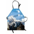 thumbnail image 1 of Mountain Apron Snowy Mountain Scenery in the Summertime Cloudy Sky Natural Beauty Pattern, Unisex Kitchen Bib Apron with Adjustable Neck for Cooking Baking Gardening, White Blue Brown, by Ambesonne, 1 of 3