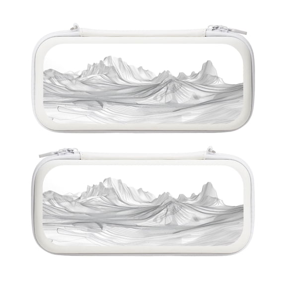 Mountain Arcs (3), Carrying Case For Nintendo Switch & OLED Version, Eva Lightweight Shockproof Protective Pouch Case for Game Console & Accessories with 10 Game Card Slot & Wristband, White