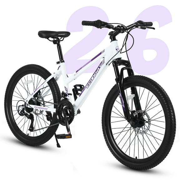 Mountain Bike 26 Inch Wheels, 21-Speed Disc Brake, Women's Trail Commuter City Mountain Bikes,Female Bicycles, 15" Steel Frame Front Fork Suspension