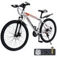 thumbnail image 1 of 27.5 Inch Mountain Bike for Adult, 27-Speed Front Suspension High-Carbon Steel MTB Bicycle, Dual Disc Brake Bikes for Men Women, Silver, 1 of 11