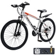 thumbnail image 1 of 27.5 Inch Mountain Bike for Adult, 27-Speed Front Suspension High-Carbon Steel MTB Bicycle, Dual Disc Brake Bikes for Men Women, Silver, 1 of 11