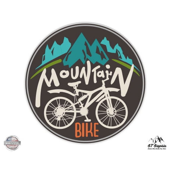 Mountain Bike - 5" Vinyl Sticker - For Car Laptop I-Pad - Waterproof Decal