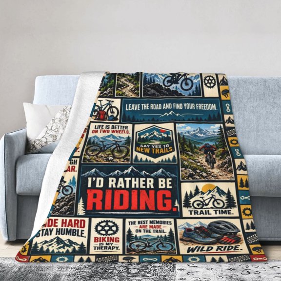 Mountain Bike Blanket Bike Trail Mountain Soft Cozy Throw Blanket Gift for Men Dad 50x40