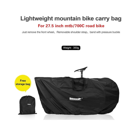 Mountain Bike Carry Bag for 26-27.5 inch / 66-70 cm Portable Cycle MTB 700C Travel Bicycle Storage Bag Hardshell Case Water-Resistant Transport Pouch Black