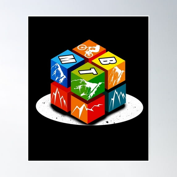 Mountain Bike Colorful Cube Mountains Mtb Poster Wall Art, Modern Wall Decor, 8x12 UNFRAMED