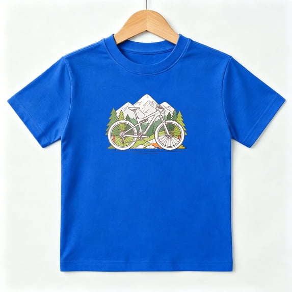 Mountain Bike Cycling Outdoor Boys Graphic Tees Kids T-Shirt 100% Cotton Short Sleeve Tops Ages 4-13Y