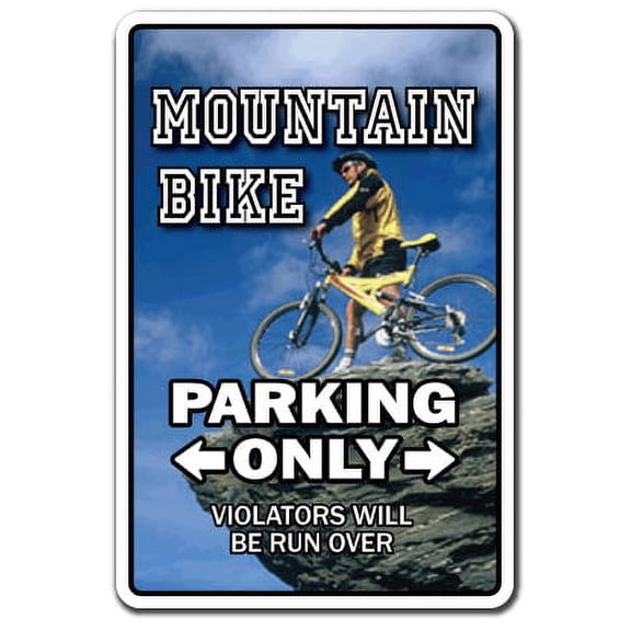 Mountain Bike Decal | Indoor/Outdoor | Funny Home Décor for Garages, Living Rooms, Bedroom, Offices | SignMission Parking Shocks Biker Cycle Grips Gift Rider Racing Riding Decal Wall